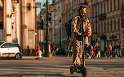 молодой человек на самокате